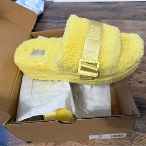 UGG Yellow Fluffy Slide Sandals